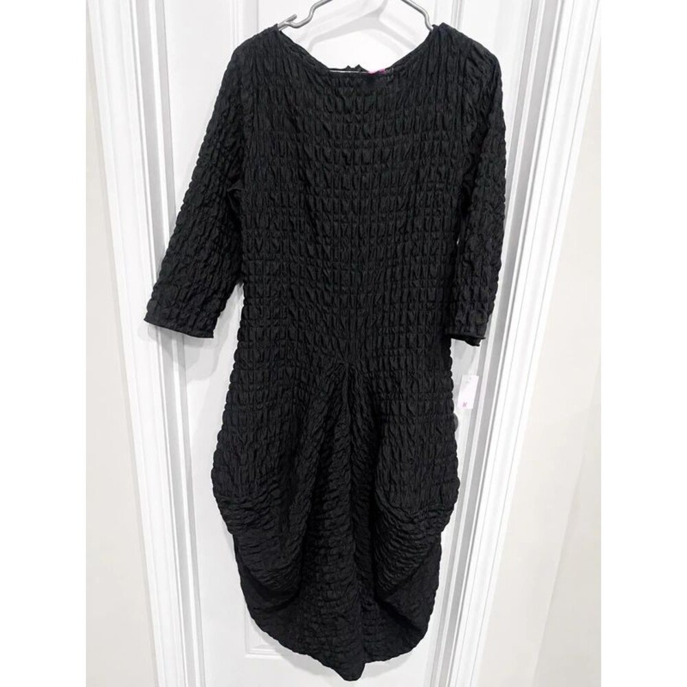 IC by Connie K Women’s Size Small Black Textured Ruched Bubble Hem Dress